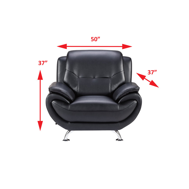 Sulayman Faux Leather Armchair, Black Faux Leather