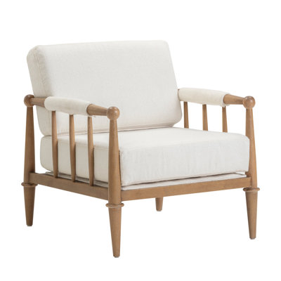 Boucle Accent Chair Rounded Wood Frame