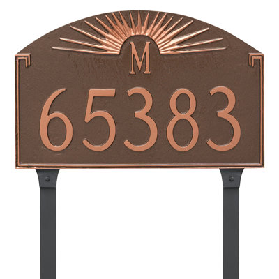 Plaque d’adresse pour gazon à 2 lignes à polygramme de soleil