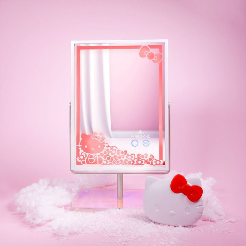 Hello Kitty Makeup Mirror with App Controlled Adjustable Rainbow Lighting and Acrylic Catchall Tray