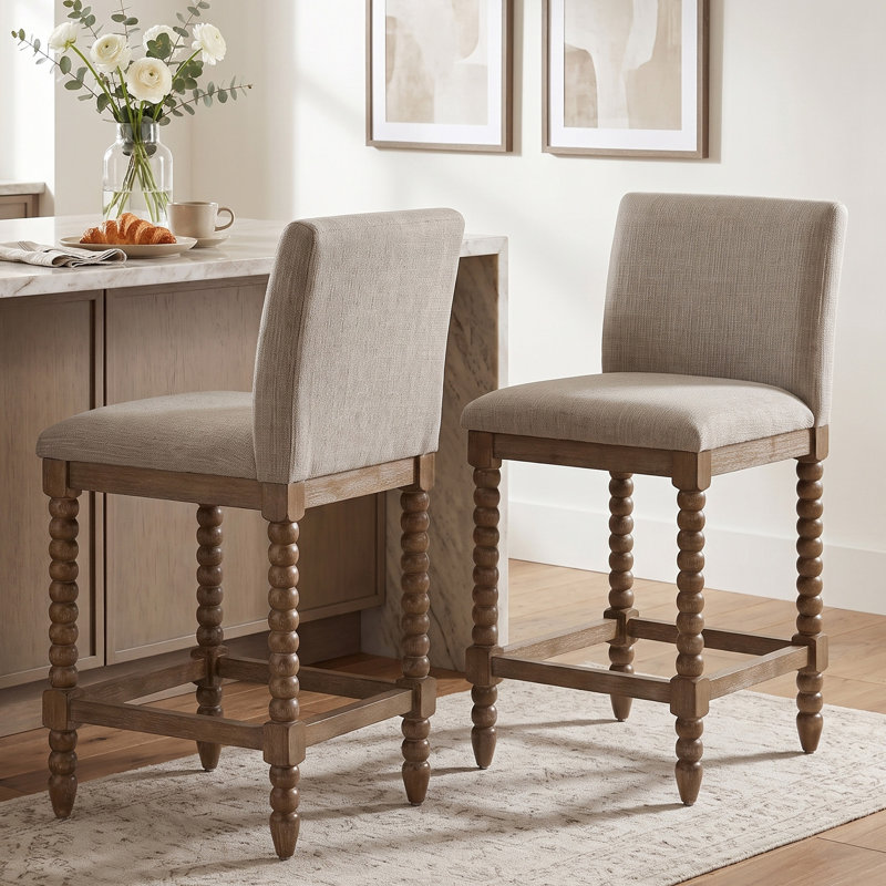 Tabouret de comptoir Carollyn, Brun / chenille-crème