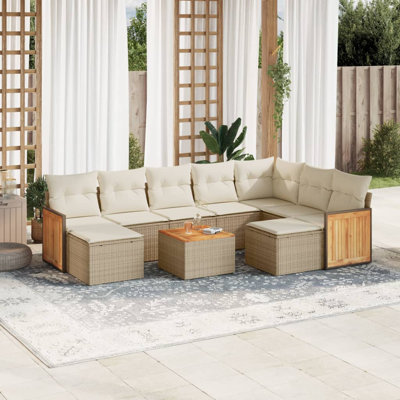 Vidaxl Garden Sofa Set Beige PE Rattan Large Modular Garden Sofa Set