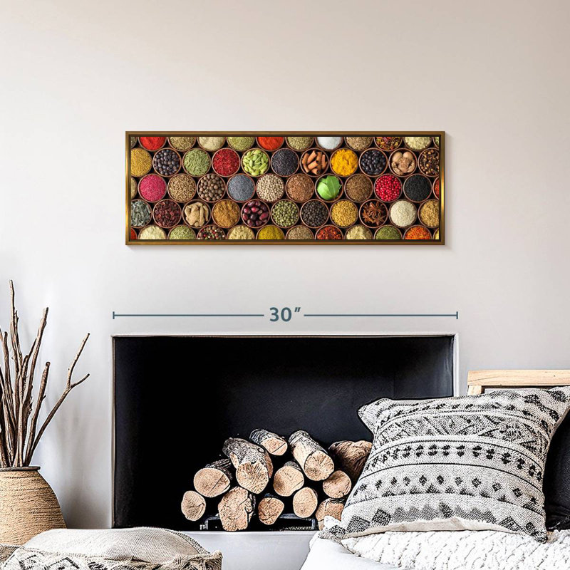 Bols à épices exotiques, Cadre flottant doré, 28 po x 10 po