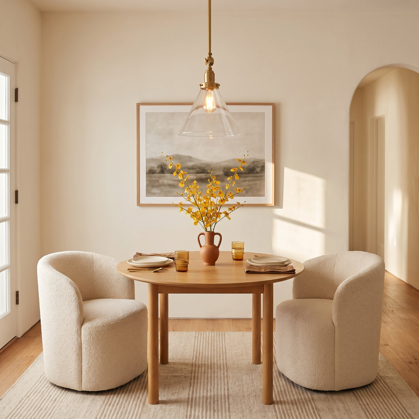 Catalina Dimmable Glass Single Light Pendant, Warm Brass