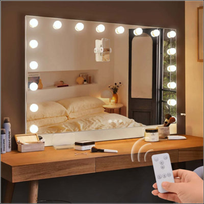 Miroir de salle de bain avec lumières et télécommande ultra-mince Hollywood