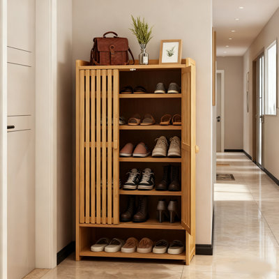 2-door 7-tier Bamboo Shoe Cabinet