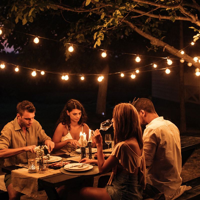 100FT LED Outdoor String Patio Lights Waterproof G40 Shatterproof Bulbs
