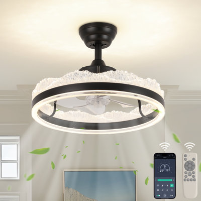 Ventilateur de plafond à intensité variable, 3 températures de couleur réglables avec télécommande et pales réversibles