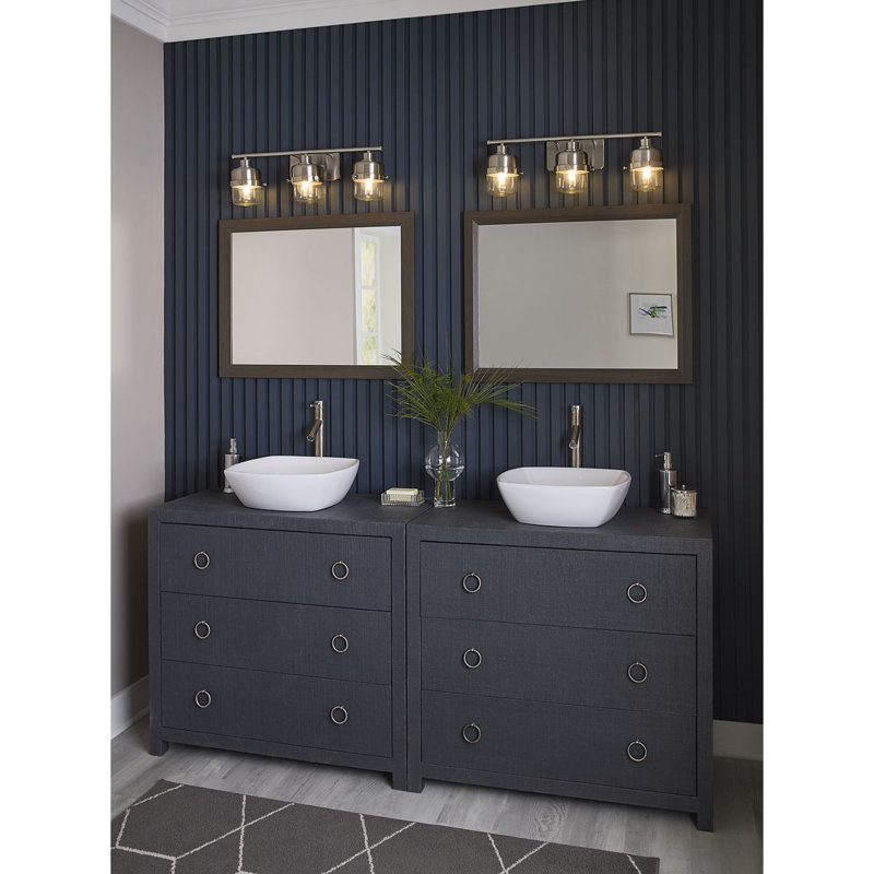 3 - Light Dimmable Vanity Light, Brushed Nickel