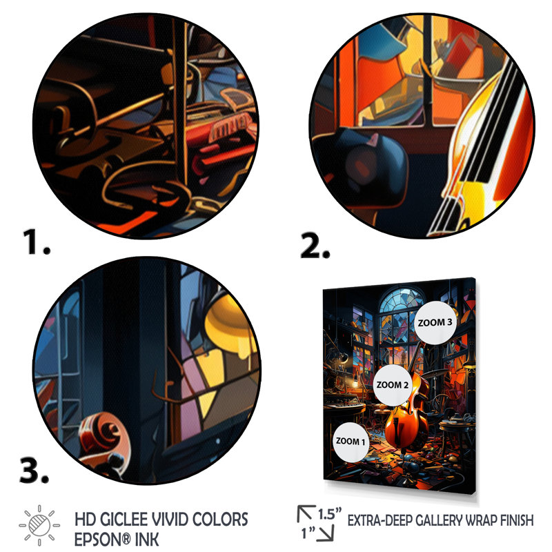 Music Jazz Fusion Vibrant - Entertainment Wall Art Prints, H 44 po x l 34 po x P 1,5 po, Cadre photo noir