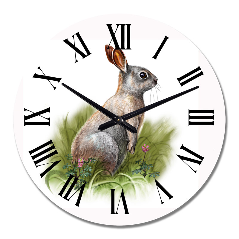 Lapin sauvage dans l'herbe - Horloge murale traditionnelle, Moyen