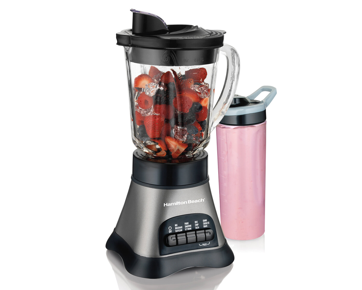 Hamilton Beach Portable Blender for Shakes and Smoothies with 14 oz BPA Free Travel Cup and Lid, Durable Stainless Steel Blades for Powerful