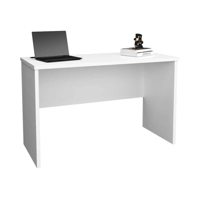 Bureau blanc moderne simple pour le salon - spacieux, bureau de construction avec surface de travail spacieuse, aspect rectangulaire