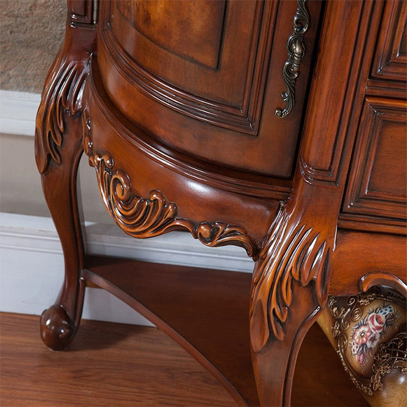 Console demi-cercle en bois massif brun noisette, H 47,24 po x l 17,72 po x P 37,01 po