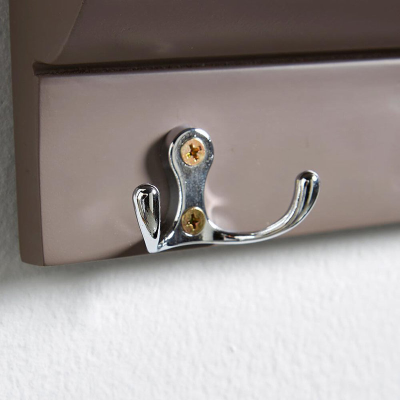 Makhzane Floating Shelf with Hooks, Grey