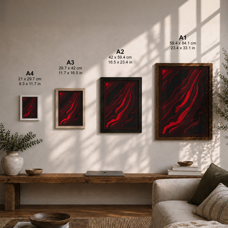 Crimson Drift Abstract - Print, Unframed, A4 - 29.7 x 21.0 cm