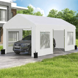 10 pi. L 20 pi. Garage d'extérieur robuste D - Grand abri d'auto avec fenêtres respirantes