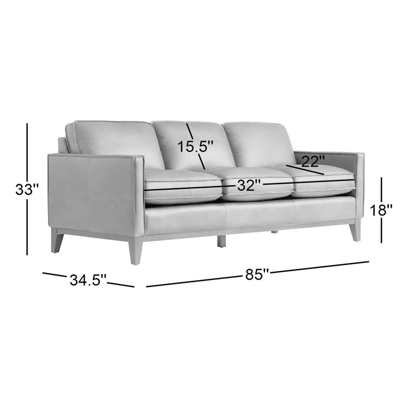 Canapé en cuir 85 po Cascades, Cuir véritable moka