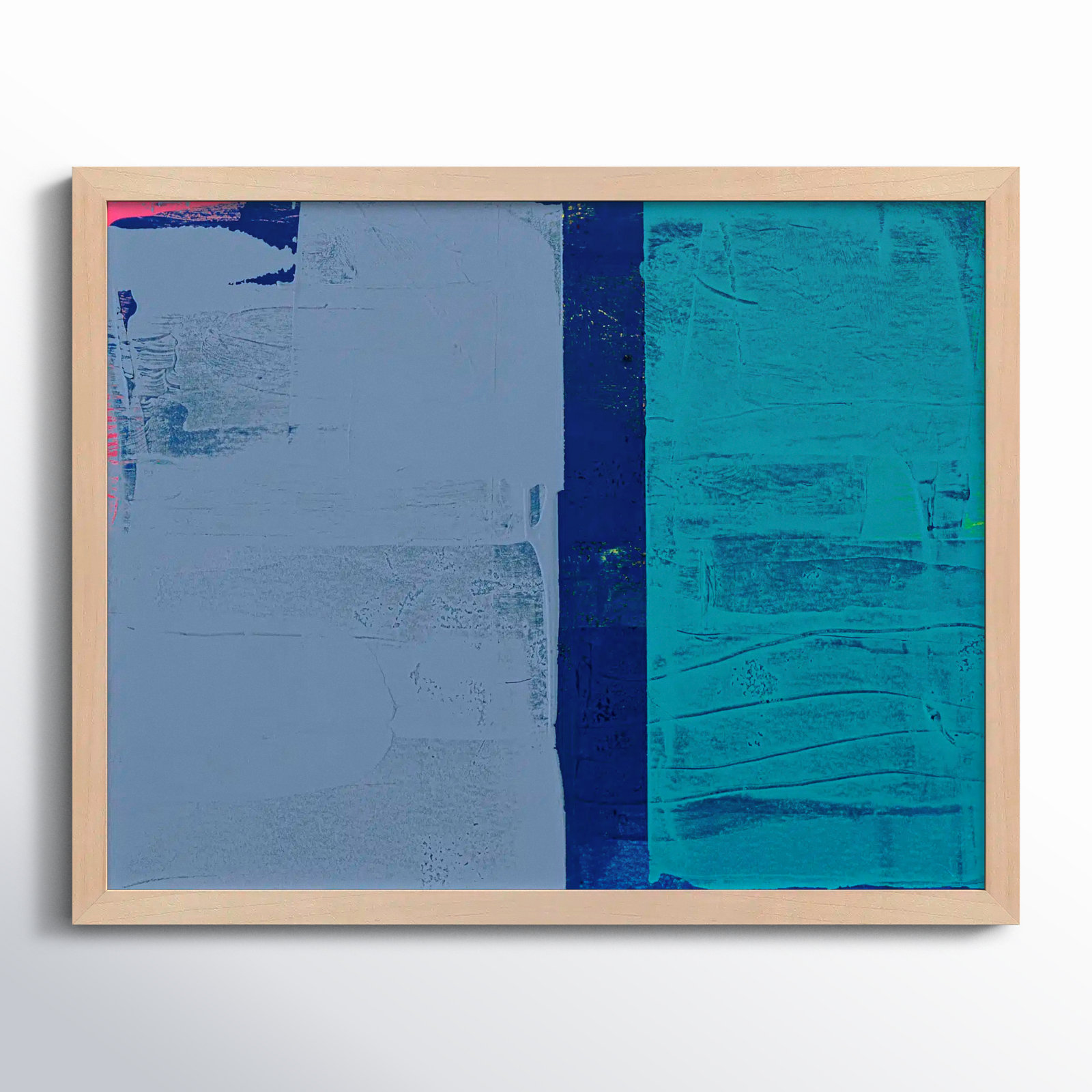Bold In Blue 2 by Andrea Stokes, Brown Framed, 20" H x 25" W x 1.25" D