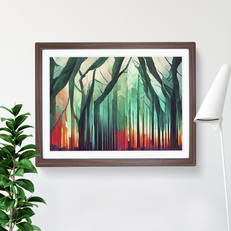 XH1022-2806X Dreamlike Abstract Forest Vol.3 - Single Picture Frame Print, Walnut Framed, 46cm H x 64cm W x 2cm D
