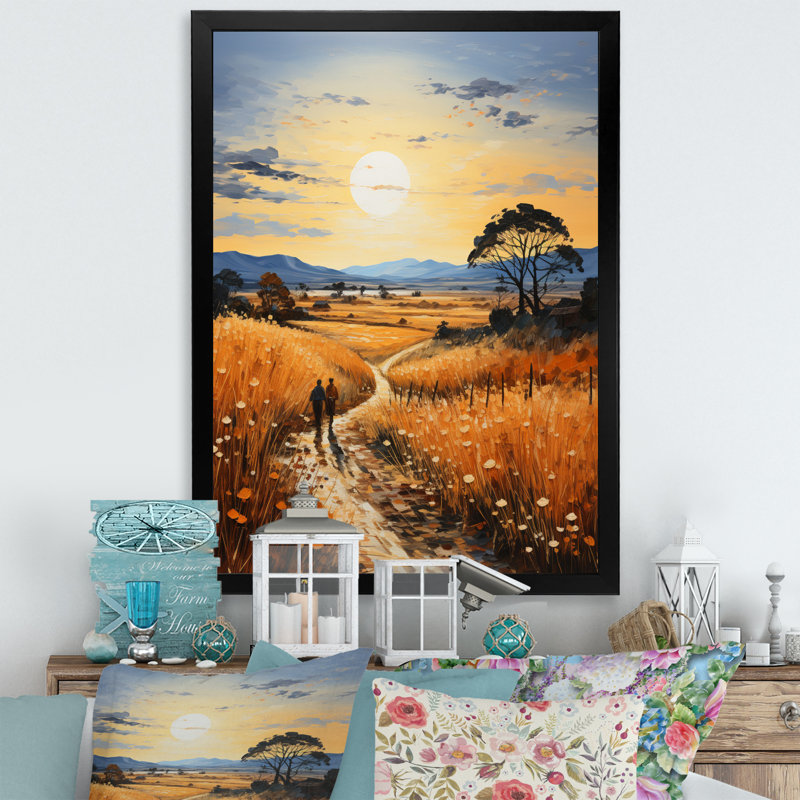 «Vangogh Harvest Time In The Wheat Fields III», encadré sur toile par Vincent Van Gogh, peinture, Cadre simple noir