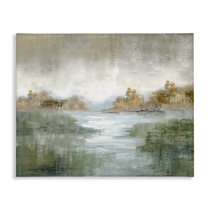 Toile de paysage de rivière d'automne, conception par Nan, H 16 po x l 20 po