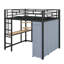 Lit mezzanine double en métal avec bureau, tablettes, prise de courant, lumière DEL et garde-robe-1277106971-1277106949