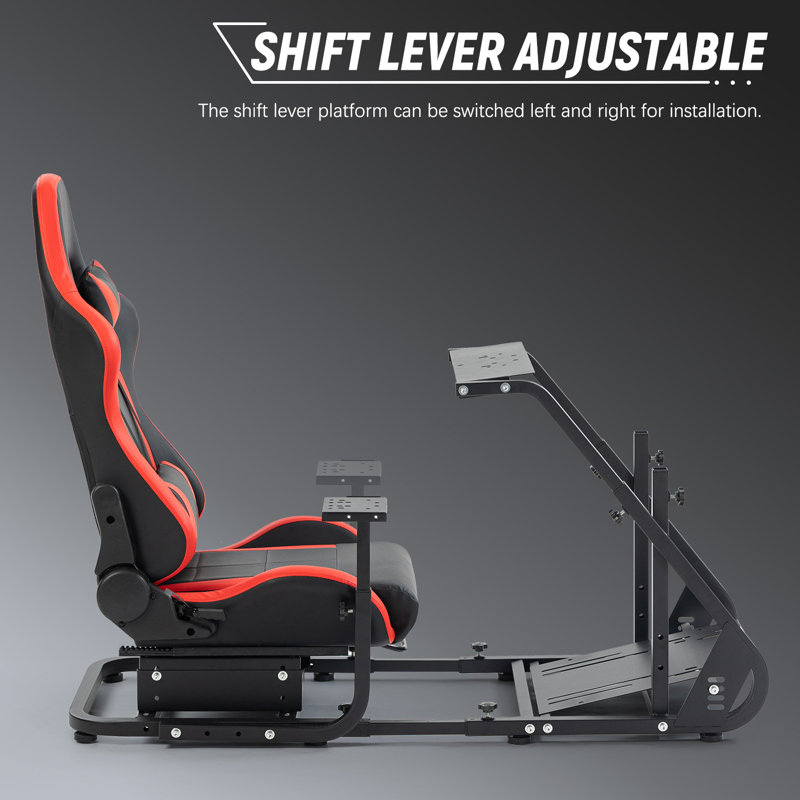 Racing Simulator Cockpit Stand With Chair Fit Logitech G29 G920 G923 Thrustmaster T500rs, Black/Red