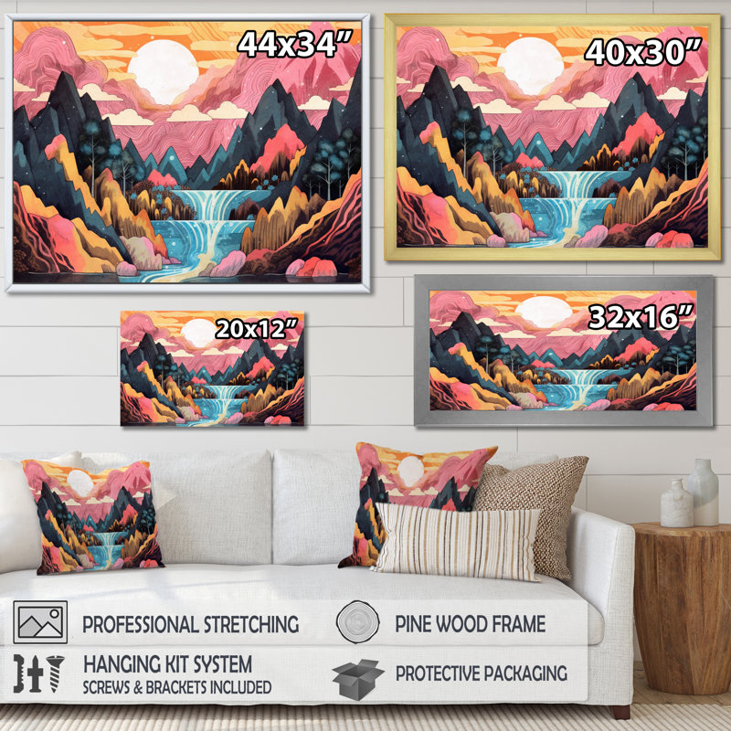 Fiery Mountain Skies III sur impression sur toile, H 16 po x l 32 po x P 1 po, Toile tendue