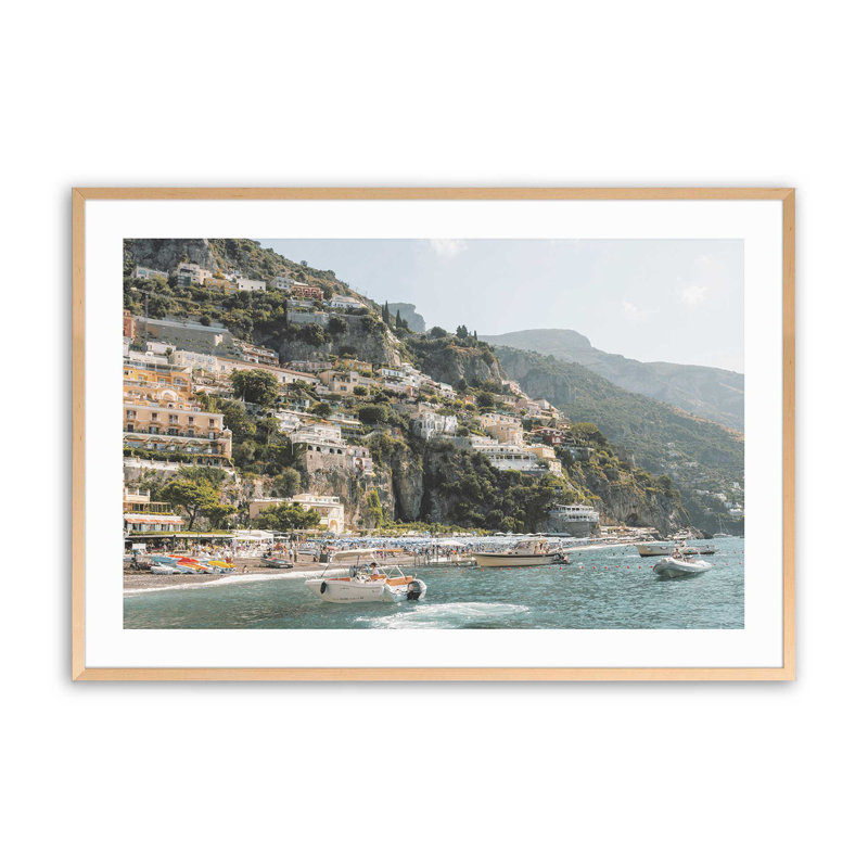 Imprimé nautique Positano, Érable brut encadré, H 9 po x l 11 po x P 1,25 po