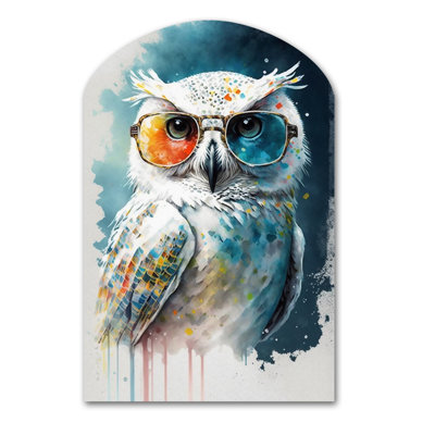 Chouette blanche fraîche avec des lunettes de soleil géniales II - animaux, art en forme d'arche