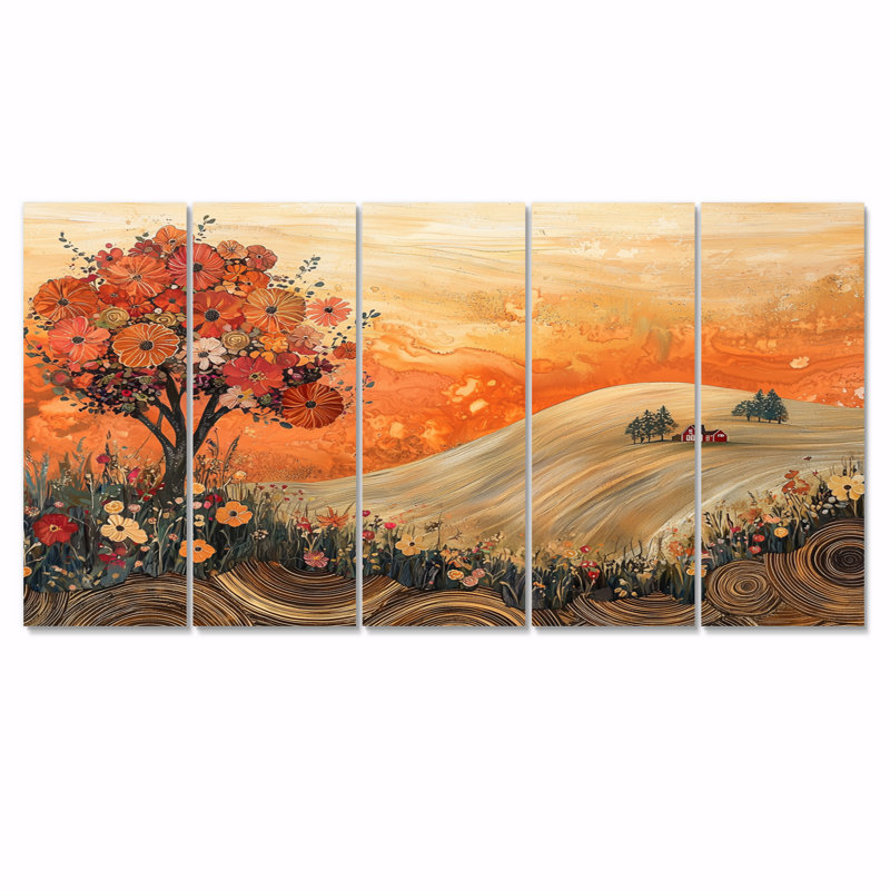 Bloomsburg - campagne, art mural - décoration murale, 32" H x 80" W, 5