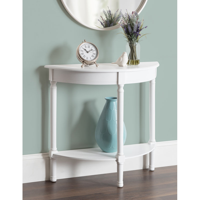 console en bois demi-lune Orton, Blanc