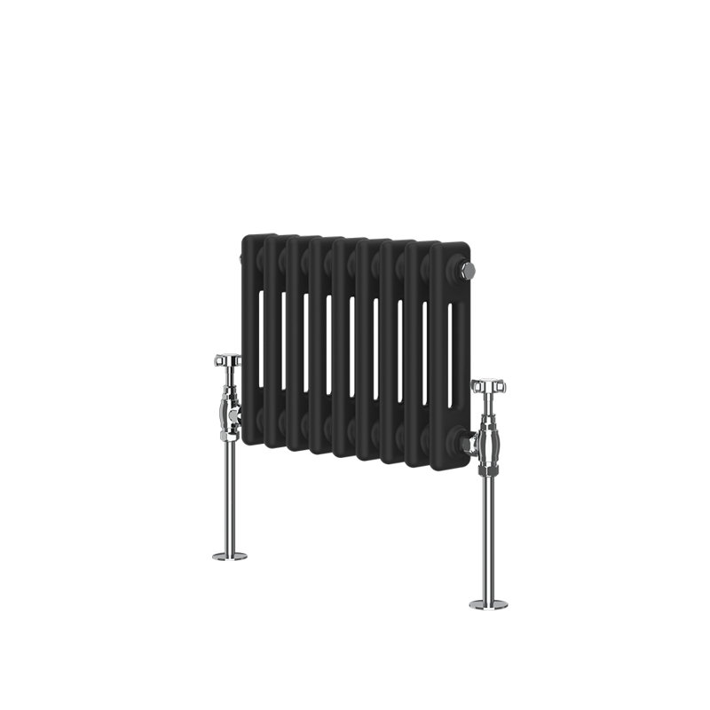 Lorenz Horizontal Traditional Column Radiator Black, 30cm H x 42.5cm W x 7cm D