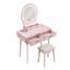 Miroir de coiffeuse rose avec miroir, tabouret et tiroir de chambre à coucher - Essentiel-1983152337