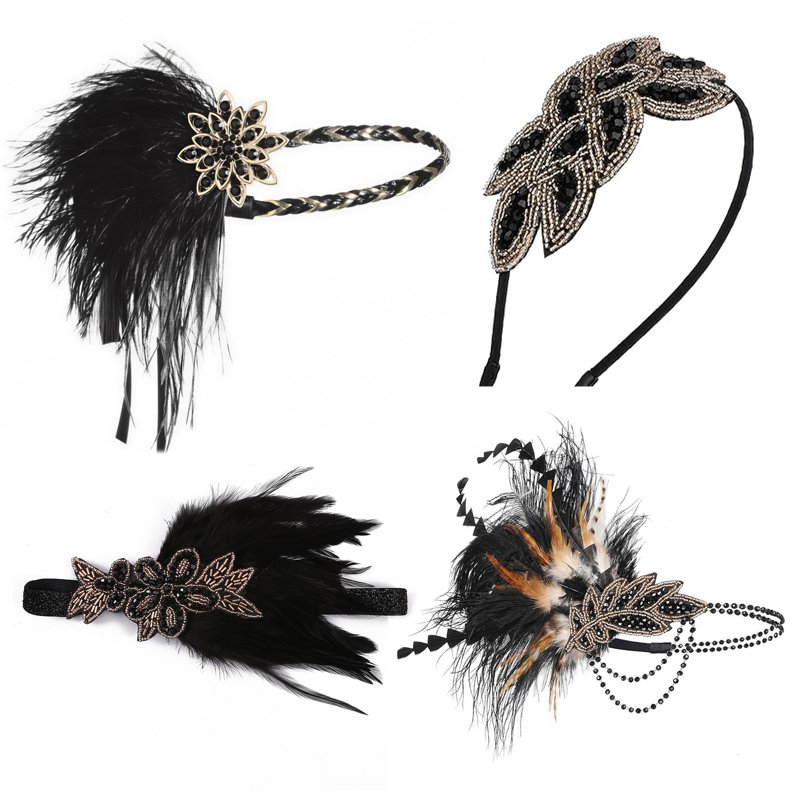 4 pièces de bandeau rétro de style Gatsby des années 1920
