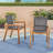 Roomfitters Set of 2 Outdoor Dining Chairs, Acacia Wood Frame with Breathable Black Mesh Seating, Teak-754441376