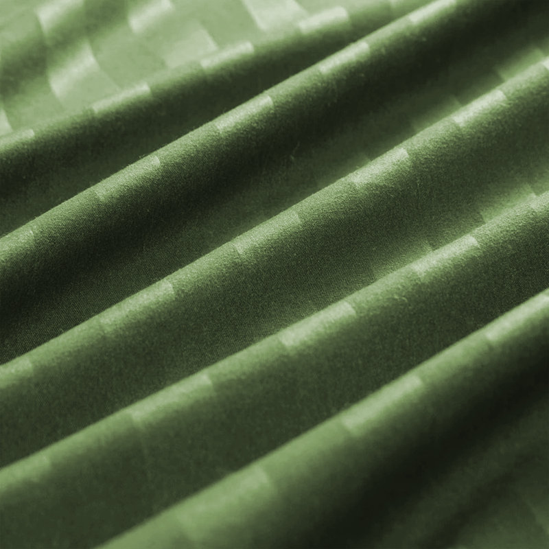 Canella 100% Microfiber Stripe Duvet Cover Set with Pillowcases, Single - 1 Standard Pillowcase, Olive Green