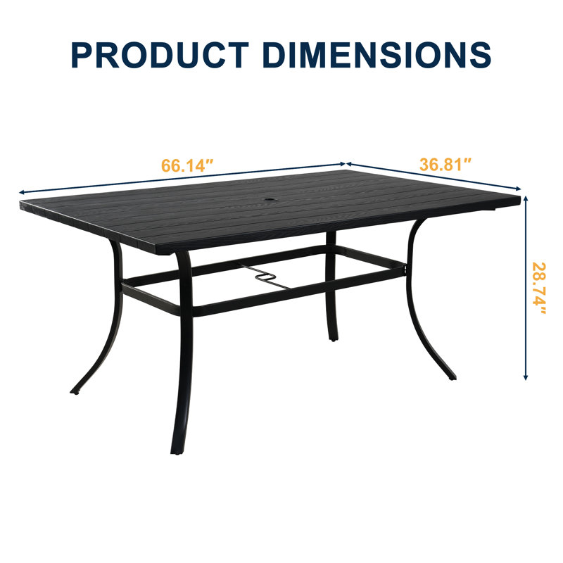 Cast Aluminum Rectangle Bistro Dining Table With Umbrella Hole