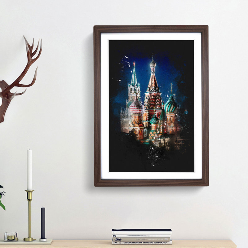 The Kremlin in Moscow Russia - Framed Print, 87cm H x 62cm W x 2cm D, Walnut Framed