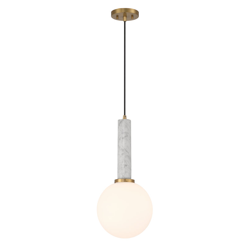 Hubbs à 1 lumière Callaway en marbre blanc avec laiton chaud