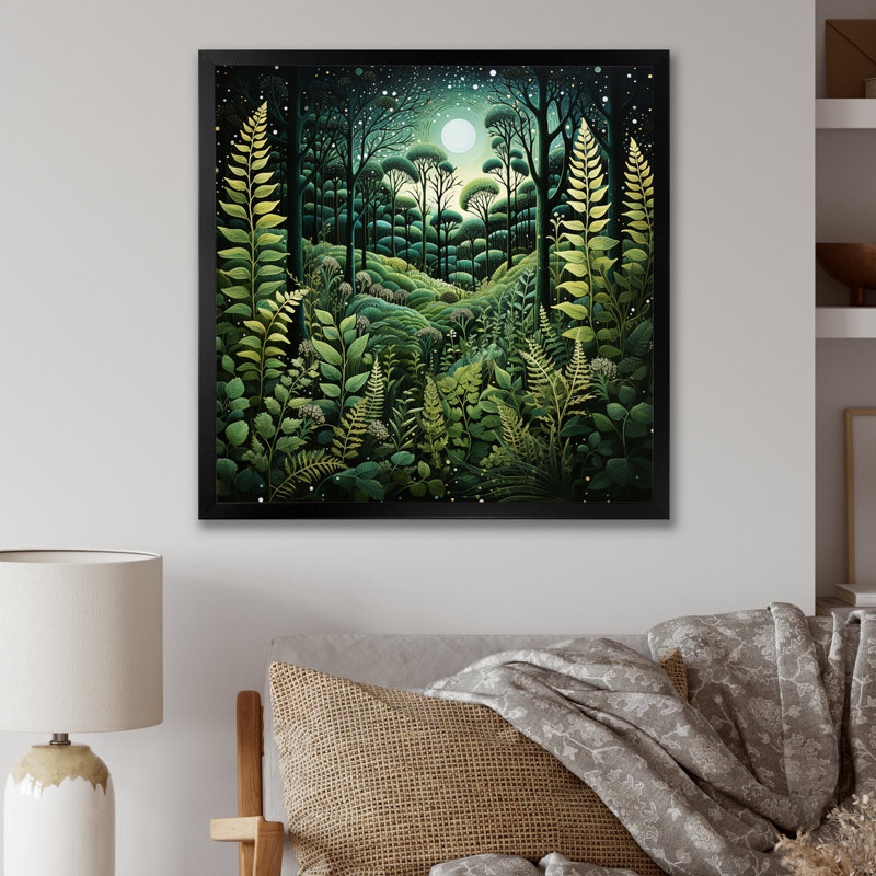 «Ferns Plant Enchanted Forest II», reproduction sur toile, Cadre simple noir, H 36 po x l 36 po x P 1,5 po