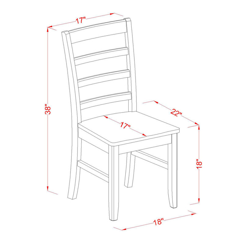 Parfait Dinette Chairs - Ladder Back Solid Wood Seat Dining Chairs, Set of 2, Cappuccino