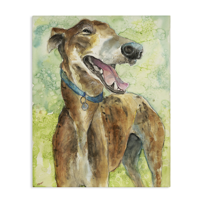 Toile Greyhound Smile Watercolor, conception de Patti Mann, H 30 po x l 24 po