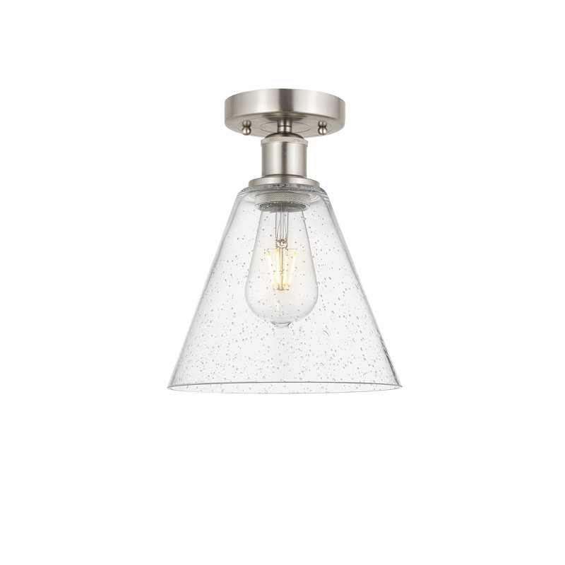 Anirud Glass Semi Flush Mount, 11.75" H x 8" W x 8" D, Brushed Satin Nickel