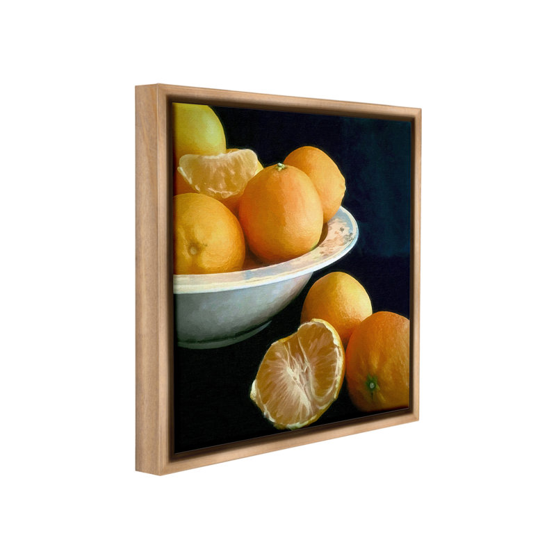 «Peeled Oranges Still Life» sur, Cadre flottant orme Montalcino, H 25 po x l 25 po