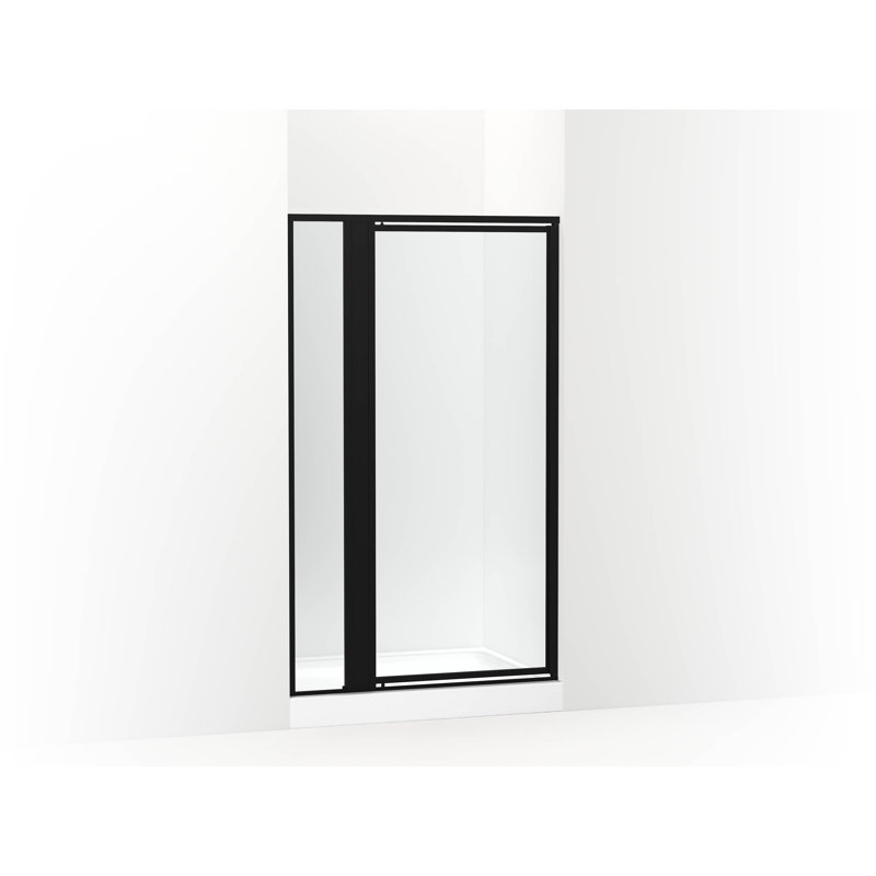 Attend 69" H Pivot Shower Door With 1/8"-Thick Glass, Black
