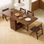 Fully Assembled Solid Wood Folding Dining Table With 4 Chairs, Walnut Finish, 2 Drawers And Casters-392044244