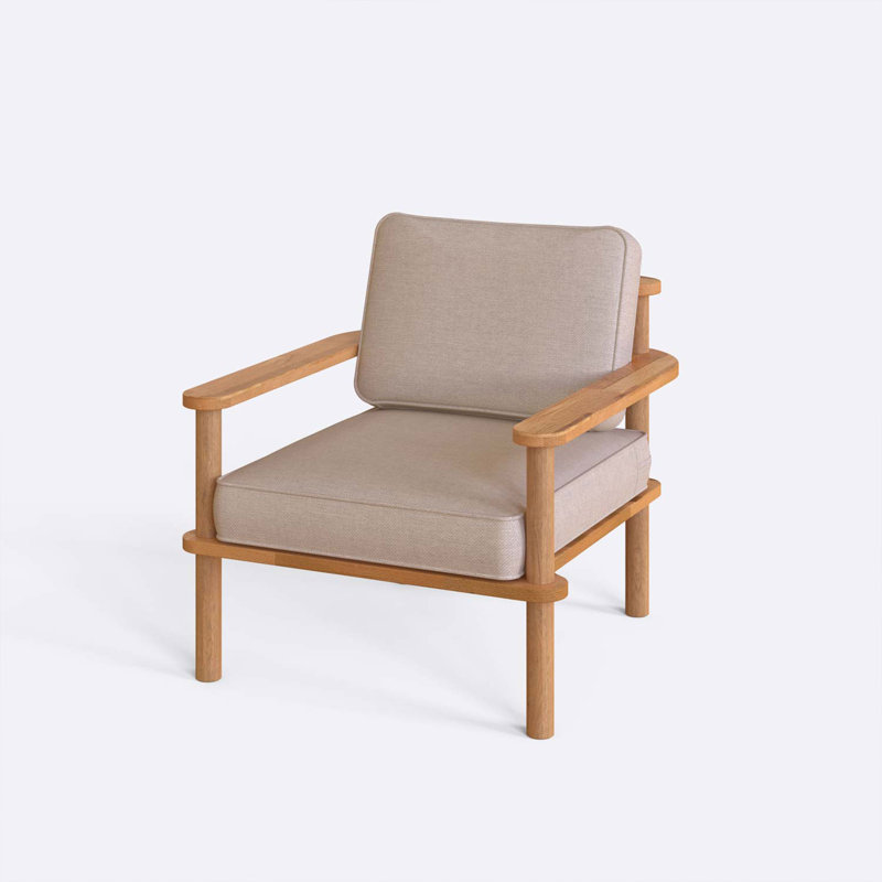 Chaise avec accoudoirs en bois de hêtre massif Brooklyn