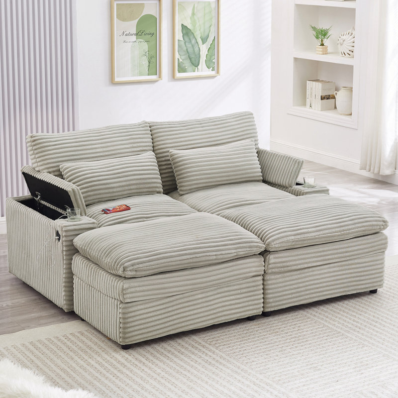 Canapé-lit convertible avec espace de rangement, Grey
